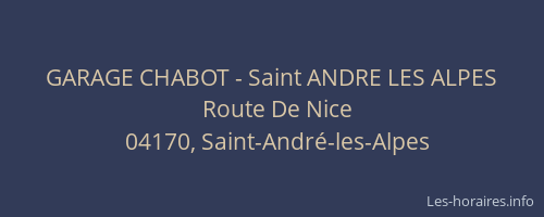 GARAGE CHABOT - Saint ANDRE LES ALPES