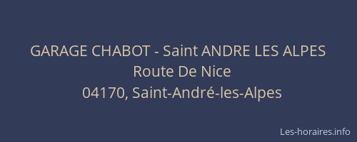 GARAGE CHABOT - Saint ANDRE LES ALPES