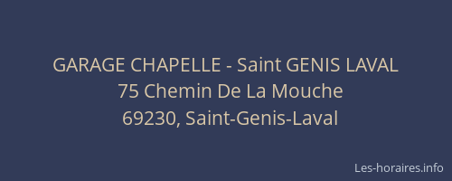 GARAGE CHAPELLE - Saint GENIS LAVAL