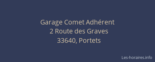 Garage Comet Adhérent