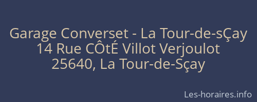 Garage Converset - La Tour-de-sÇay