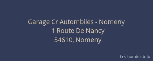 Garage Cr Autombiles - Nomeny