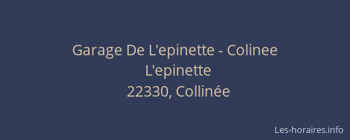 Garage De L'epinette - Colinee