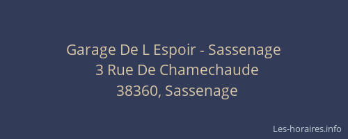 Garage De L Espoir - Sassenage