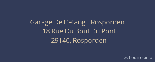 Garage De L'etang - Rosporden