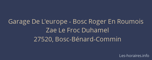 Garage De L'europe - Bosc Roger En Roumois