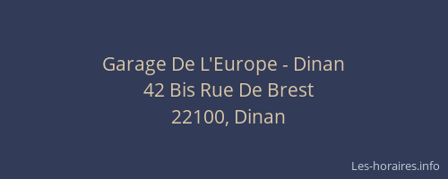 Garage De L'Europe - Dinan