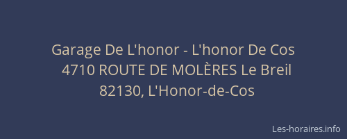 Garage De L'honor - L'honor De Cos
