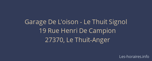 Garage De L'oison - Le Thuit Signol