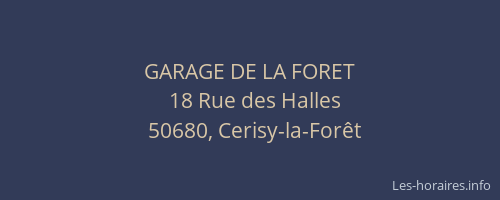 GARAGE DE LA FORET