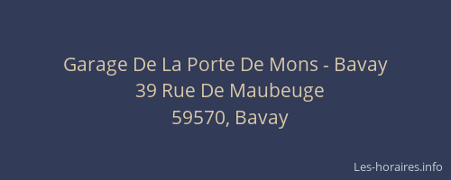 Garage De La Porte De Mons - Bavay