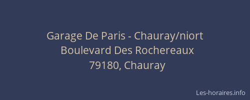 Garage De Paris - Chauray/niort