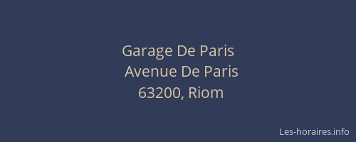 Garage De Paris