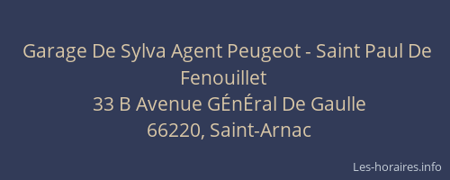 Garage De Sylva Agent Peugeot - Saint Paul De Fenouillet