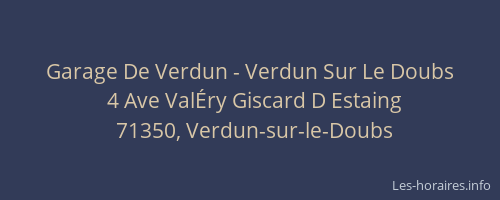 Garage De Verdun - Verdun Sur Le Doubs