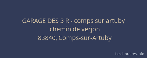 GARAGE DES 3 R - comps sur artuby