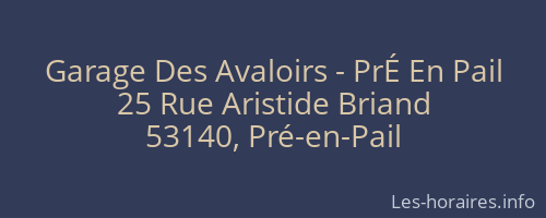 Garage Des Avaloirs - PrÉ En Pail