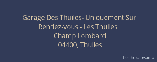 Garage Des Thuiles- Uniquement Sur Rendez-vous - Les Thuiles