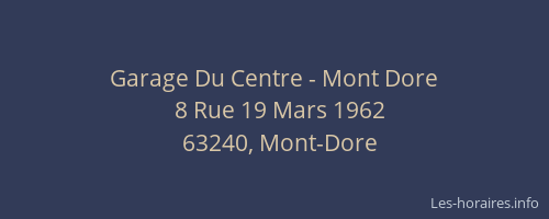 Garage Du Centre - Mont Dore