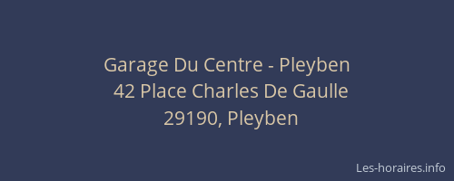 Garage Du Centre - Pleyben