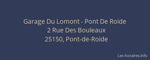 Garage Du Lomont - Pont De Roide