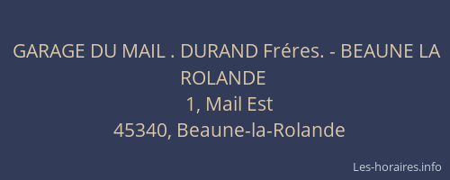 GARAGE DU MAIL . DURAND Fréres. - BEAUNE LA ROLANDE