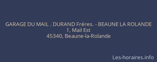 GARAGE DU MAIL . DURAND Fréres. - BEAUNE LA ROLANDE