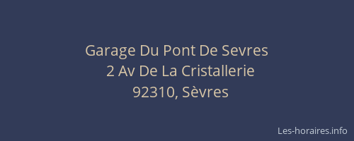 Garage Du Pont De Sevres