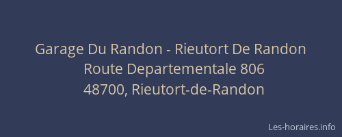 Garage Du Randon - Rieutort De Randon