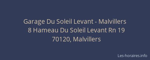Garage Du Soleil Levant - Malvillers