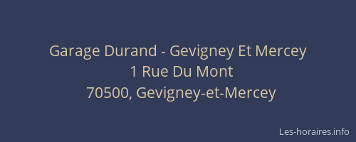 Garage Durand - Gevigney Et Mercey