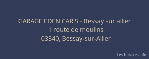 GARAGE EDEN CAR'S - Bessay sur allier