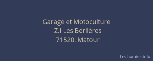 Garage et Motoculture