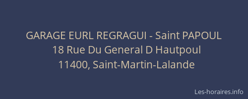 GARAGE EURL REGRAGUI - Saint PAPOUL