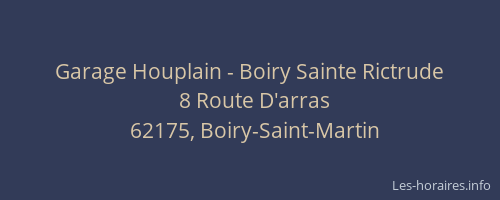 Garage Houplain - Boiry Sainte Rictrude