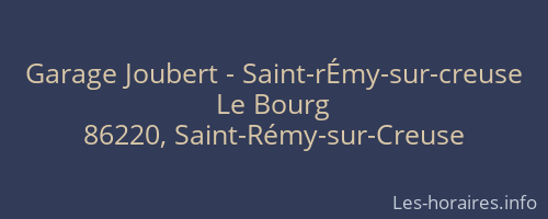 Garage Joubert - Saint-rÉmy-sur-creuse