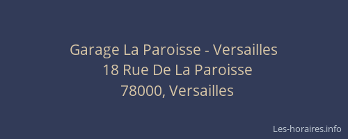 Garage La Paroisse - Versailles