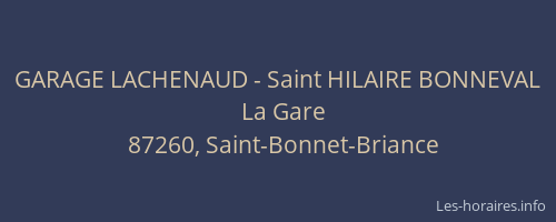 GARAGE LACHENAUD - Saint HILAIRE BONNEVAL
