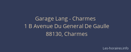Garage Lang - Charmes