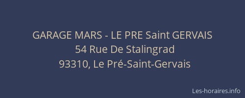GARAGE MARS - LE PRE Saint GERVAIS