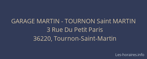 GARAGE MARTIN - TOURNON Saint MARTIN