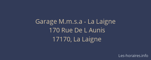 Garage M.m.s.a - La Laigne