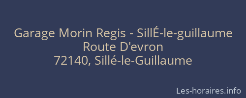 Garage Morin Regis - SillÉ-le-guillaume