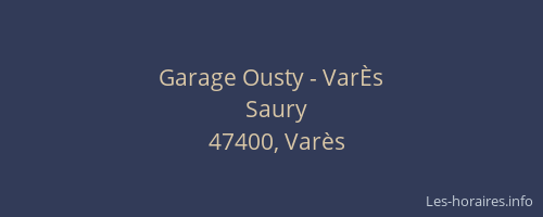 Garage Ousty - VarÈs
