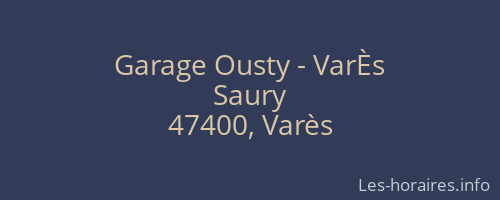 Garage Ousty - VarÈs
