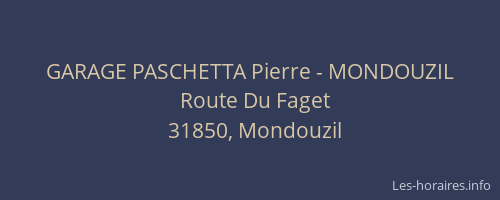 GARAGE PASCHETTA Pierre - MONDOUZIL
