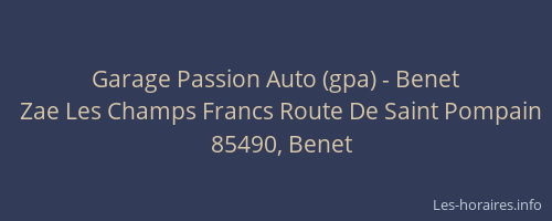 Garage Passion Auto (gpa) - Benet