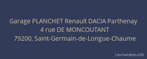 Garage PLANCHET Renault DACIA Parthenay