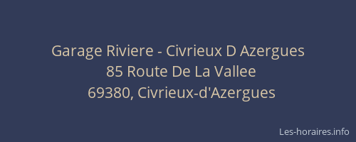 Garage Riviere - Civrieux D Azergues