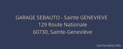 GARAGE SEBAUTO - Sainte GENEVIEVE
